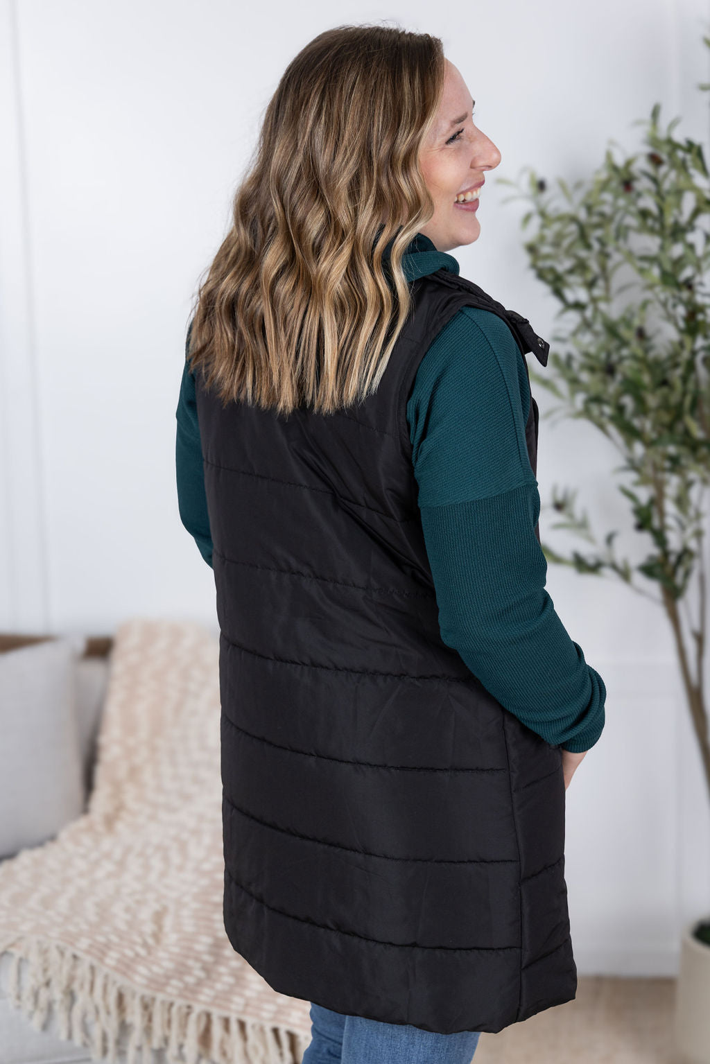 Harlow Long Vest - Black